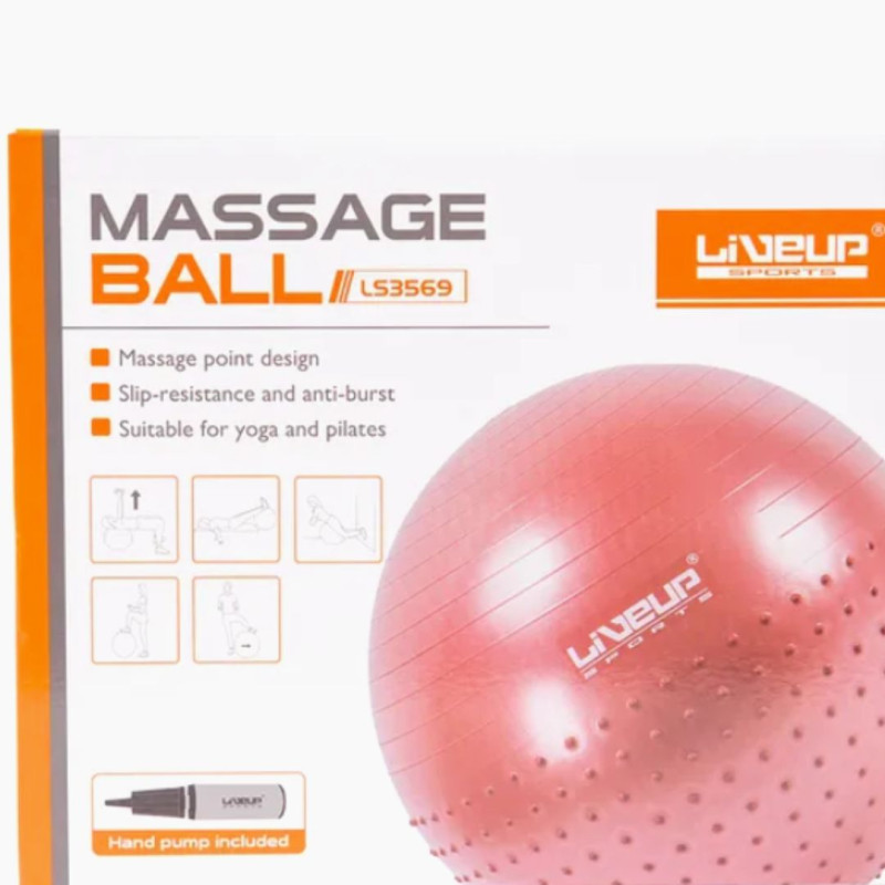 Фітбол масажний з насосом LiveUp HALF MASSAGE BALL