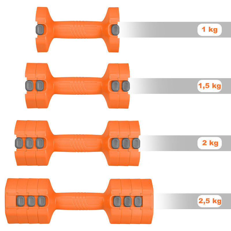 Гантелі шестигранні розбірні HMS HL03 2 x 2,5 кг, оранжеві