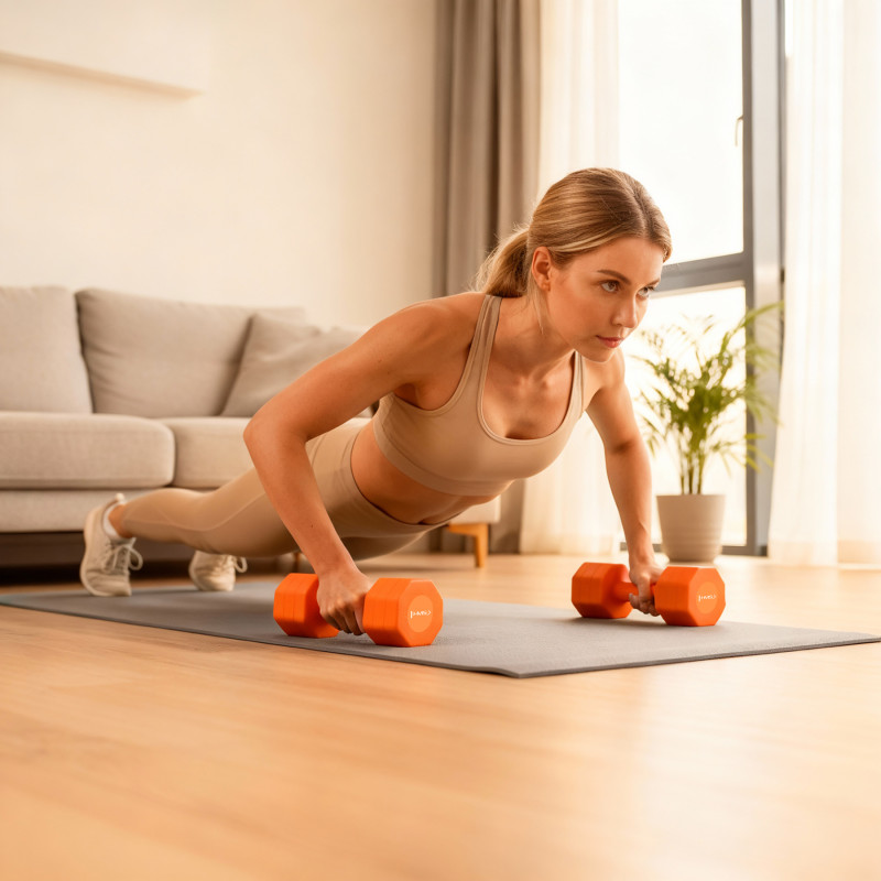 Гантелі шестигранні розбірні HMS HL03 2 x 2,5 кг, оранжеві