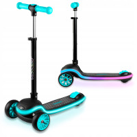 Детский самокат Ricokids Leddi, трёхколёсный, черно-бирюзовый