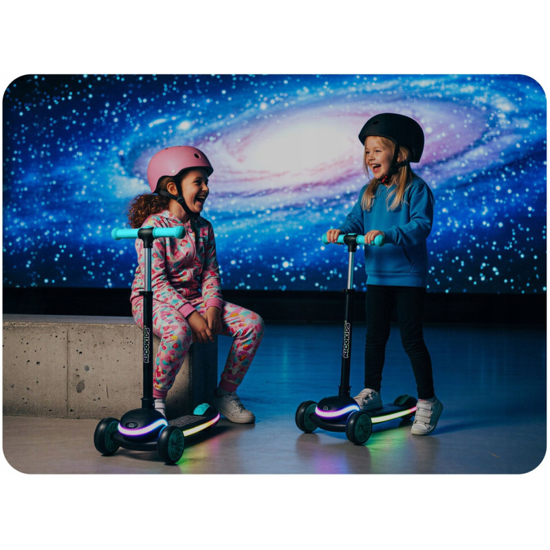 Дитячий самокат триколісний Ricokids Leddi чорно-бірюзовий