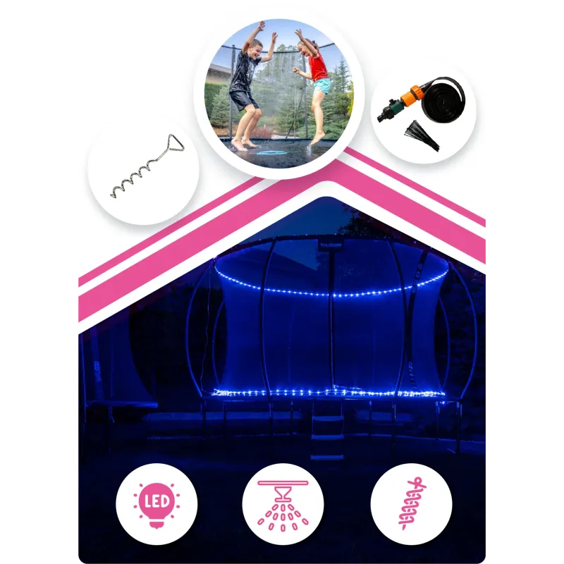 Батут THUNDER INSIDE ULTRA з внутрішньою сіткою 8 футів 244 см чорно-рожевий