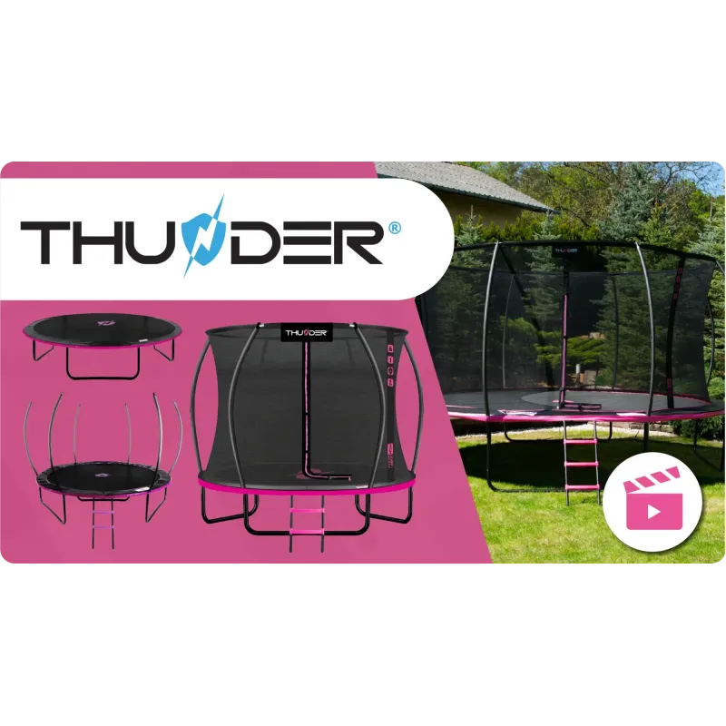 Батут THUNDER INSIDE ULTRA з внутрішньою сіткою 8 футів 244 см чорно-рожевий