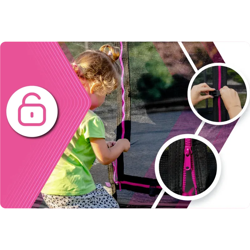 Батут THUNDER INSIDE ULTRA з внутрішньою сіткою 8 футів 244 см чорно-рожевий