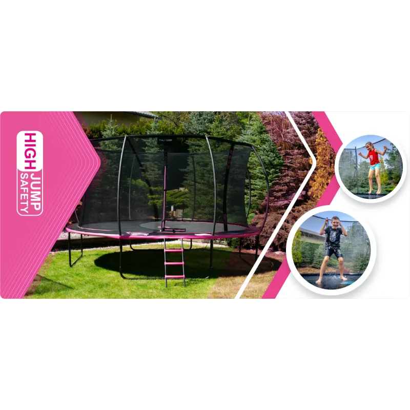 Батут THUNDER INSIDE ULTRA з внутрішньою сіткою 8 футів 244 см чорно-рожевий