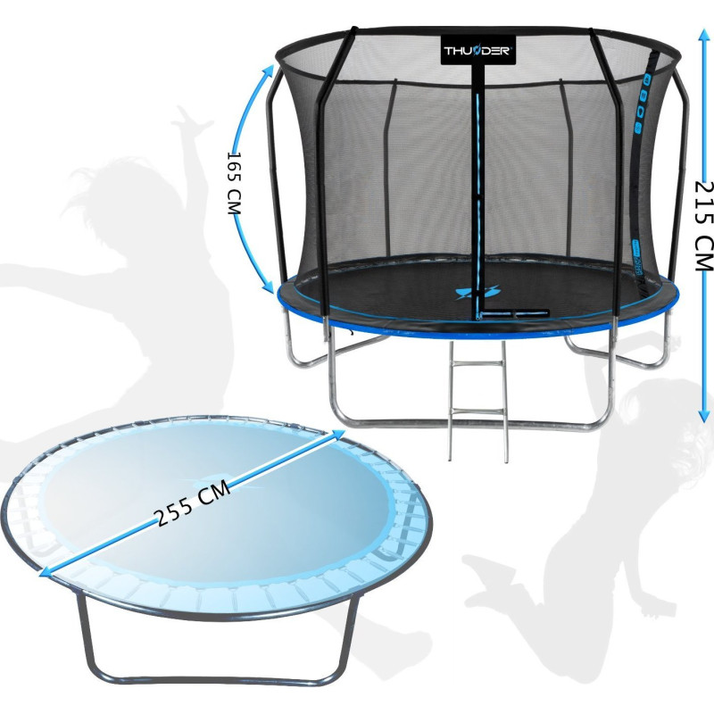 Батут THUNDER INSIDE ELITE з внутрішньою сіткою 8 футів 255 см чорно-блакитний