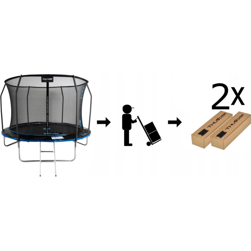 Батут THUNDER INSIDE ELITE з внутрішньою сіткою 8 футів 255 см чорно-блакитний