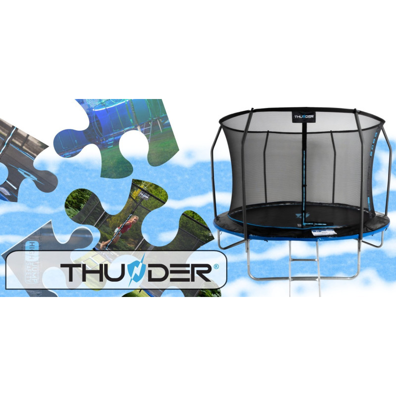 Батут THUNDER INSIDE ELITE з внутрішньою сіткою 8 футів 255 см чорно-блакитний