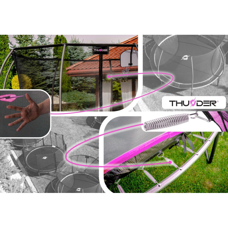 Батут THUNDER INSIDE ULTRA з внутрішньою сіткою 14 футів 427 см чорно-рожевий