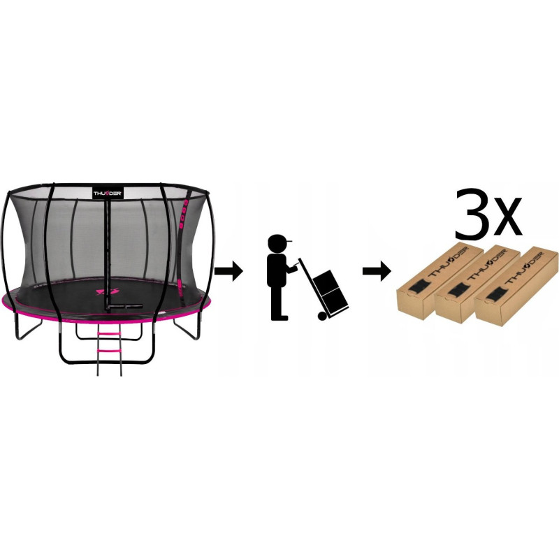 Батут THUNDER INSIDE ULTRA з внутрішньою сіткою 14 футів 427 см чорно-рожевий