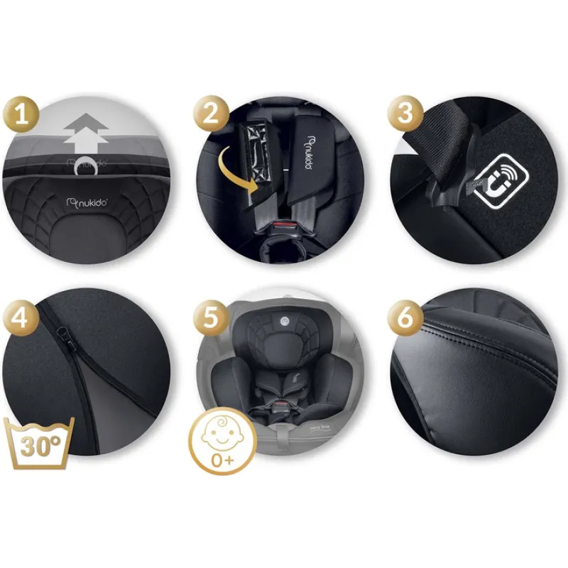 Автокрісло Nukido Aero Line ISOFIX 0-36 кг, чорне