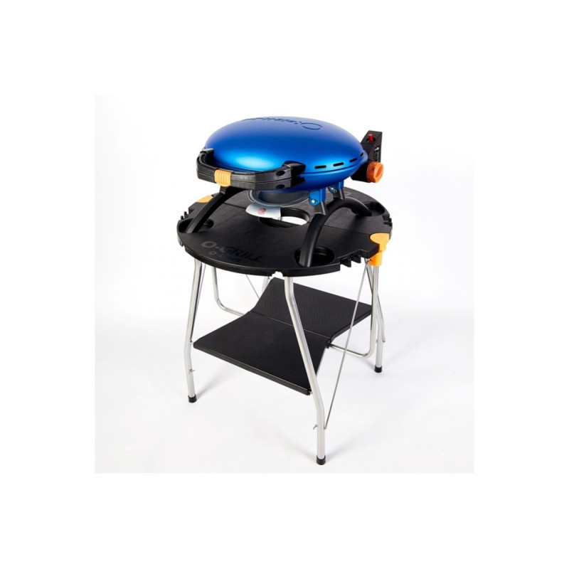 КОМПЛЕКТ Портативний переносний газовий гриль O-GRILL 500, синій + шланг в подарунок! Код: 011673