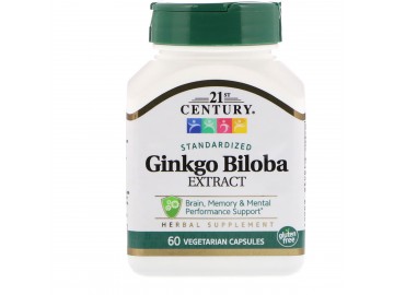 Листя Гінко Білоба, Ginkgo Biloba Leaf Extract, 21st Century, 60 вегетаріанських капсул