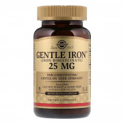 Железо гентль, 25 мг, Gentle Iron, Solgar, 180 вегетарианских капсул