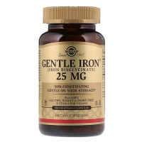 Железо гентль, 25 мг, Gentle Iron, Solgar, 180 вегетарианских капсул