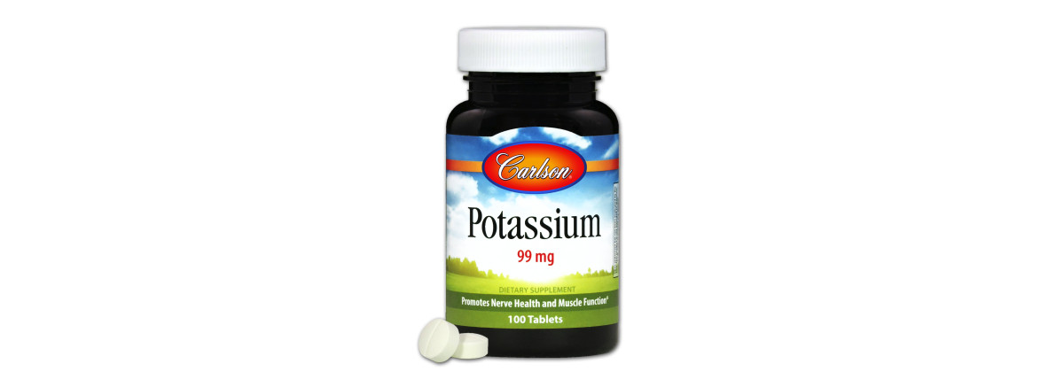 Калий, Potassium, Carlson, 100 таблеток
