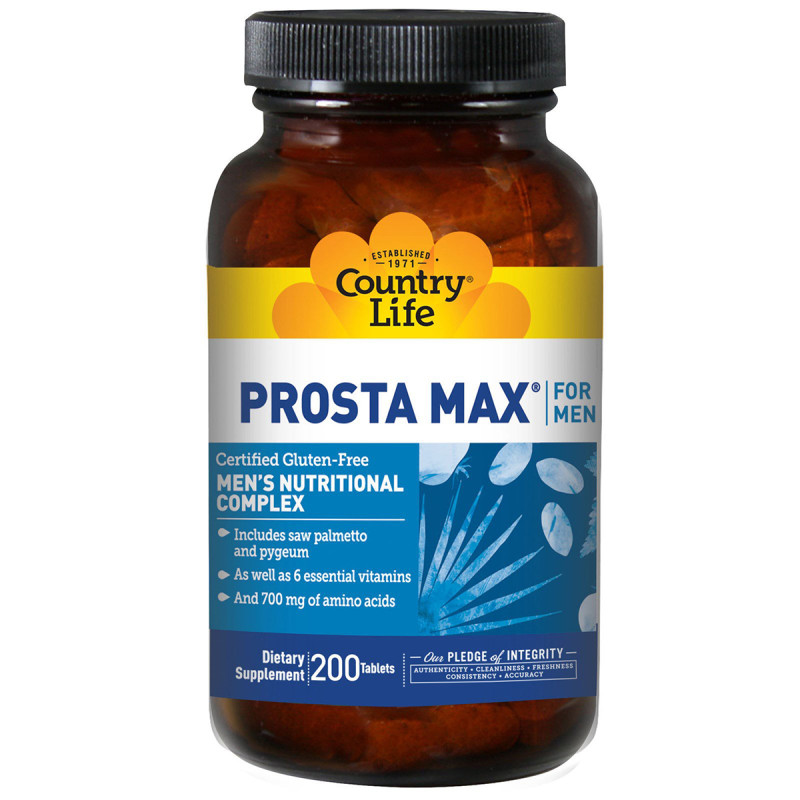 Комплекс для Здоровья и Поддержки Функции Простаты, Prosta Max For Men, Country Life, 200 таблеток