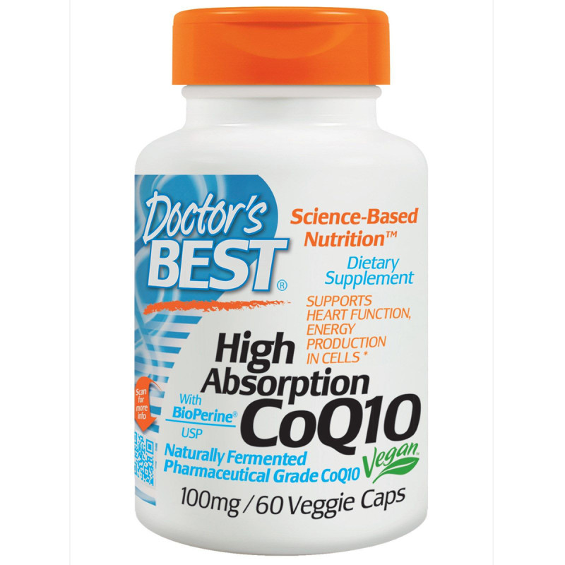 Коэнзим Q10 Высокой Абсорбции 100мг, BioPerine, Doctor's Best, 60 желатиновых капсул