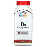 Витамин D3 1000 МЕ, Vitamin D3, 21 век, 500 таблеток