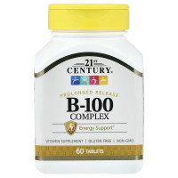 B-Комплекс 100, пролонгованої дії, B-100 Complex, Prolonged Release, 21st Century, 60 таблеток