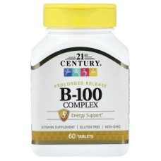 B-Комплекс 100, пролонгованої дії, B-100 Complex, Prolonged Release, 21st Century, 60 таблеток