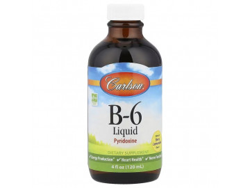 Вітамін B6 у краплях, 100 мг, смак ягідного лимонаду, B-6 Liquid, Carlson, 120 мл