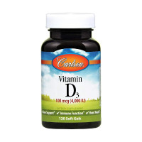 Витамин D3, 4000 МЕ, Vitamin D3, Carlson, 120 желатиновых капсул