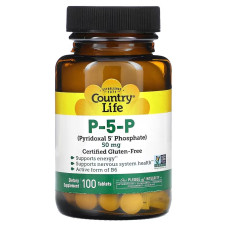 P-5-P (піридоксальфосфат), 50 мг, P-5-P, Country Life, 100 таблеток