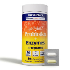 Пробіотики з ферментами для роботи кишківника, Probiotics and Enzymes for Regularity, Enzymedica, 30 вегетаріанських капсул