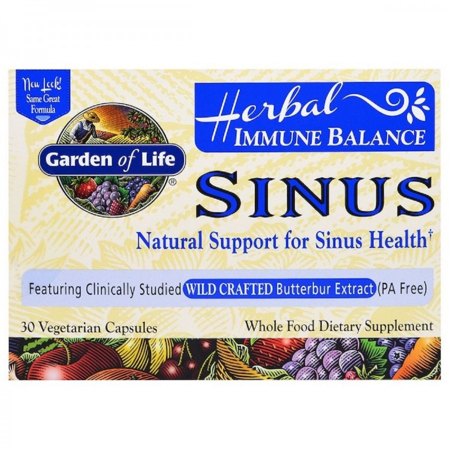 Трав'яний Комплекс для підтримки імунітету, Herbal Immune Balance Sinus, Garden of Life, 30 вегетаріанських капсул