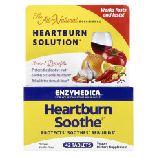 Комплекс для облегчения изжоги, вкус апельсина и ванили, Heartburn Soothe, Enzymedica, 42 жевательные таблетки