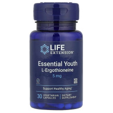 L-эрготионеин и молодость, 5 мг, Essential Youth L-Ergothioneine, Life Extension, 30 вегетарианских капсул