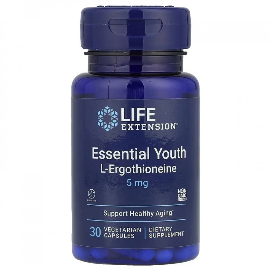 L-ерготіонеїн та молодість, 5 мг, Essential Youth L-Ergothioneine, Life Extension, 30 вегетаріанських капсул
