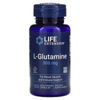 L-глютамін, 500 мг, L-Glutamine, Life Extension, 100 вегетаріанських капсул