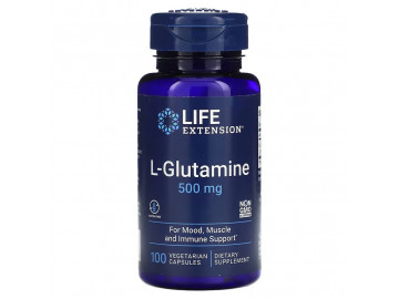 L-глютамін, 500 мг, L-Glutamine, Life Extension, 100 вегетаріанських капсул