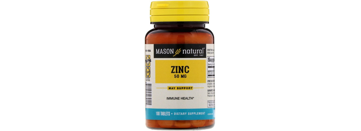 Цинк 50 мг, Zinc, Mason Natural, 100 таблеток