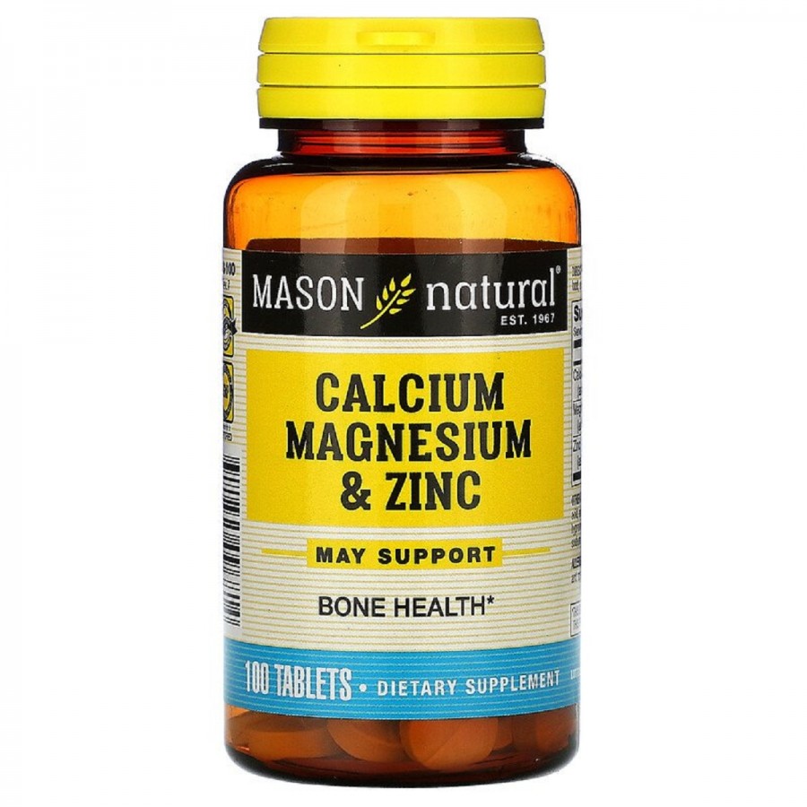 Кальцій, магній та цинк, Calcium Magnesium & Zinc, Mason Natural, 100 таблеток