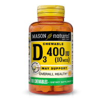 Витамин D 400 МЕ, вкус ванили, Vitamin D, Mason Natural, 100 жевательных таблеток