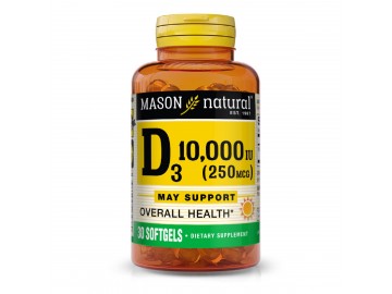 Вітамін D3 10000 МО, Vitamin D, Mason Natural, 30 гелевих капсул