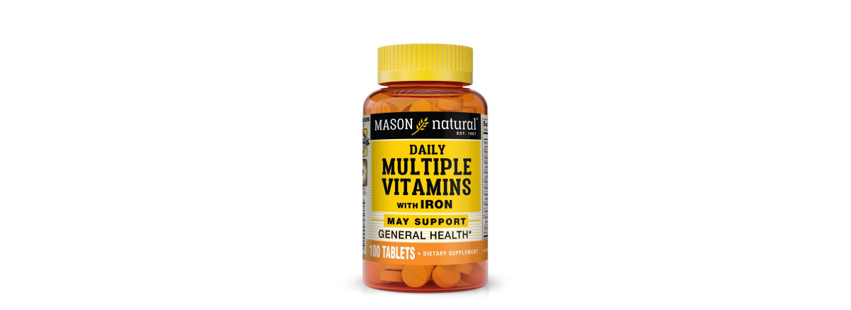 Мультивитамины с железом на каждый день, Daily Multiple Vitamins With Iron, Mason Natural, 100 таблеток