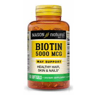 СКИДКА Биотин 5000 мкг, Biotin, Mason Natural, 60 гелевых капсул (трещина)