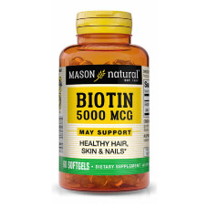 СКИДКА Биотин 5000 мкг, Biotin, Mason Natural, 60 гелевых капсул (трещина)