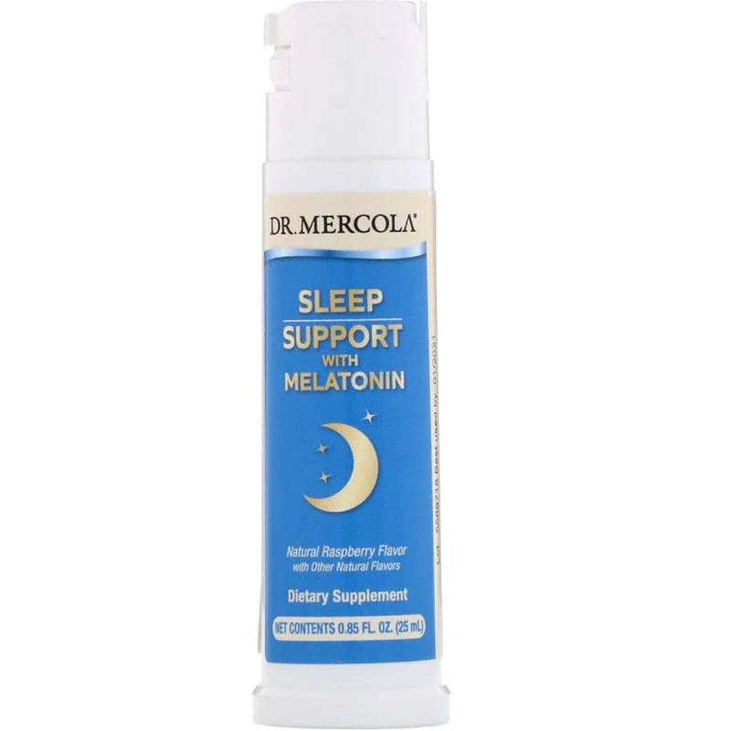 Поддержка сна с мелатонином, спрей с малиновым вкусом, Sleep Support Spray with Melatonin, Dr. Mercola, 25 мл (0,85 жидких унций)