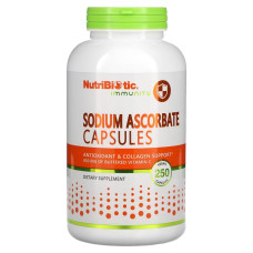 Аскорбат натрію, Sodium Ascorbate, NutriBiotic, 250 вегетаріанських капсул