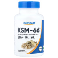 Екстракт кореня ашваганди, 600 мг, KSM-66, Ashwagandha Root Extract, Nutricost, 60 капсул