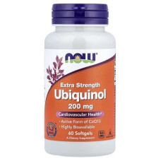 Убіхінол, 200 мг, Ubiquinol, Now Foods, 60 гелевих капсул