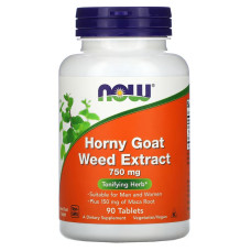 Горянка (епімедіум), 750 мг, Horny Goat Weed Extract, Now Foods, 90 таблеток
