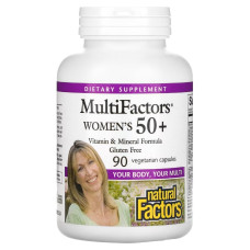 УЦІНКА Мультивітаміни для жінок 50+, MultiFactors, Women's 50+, Natural Factors, 90 вегетаріанських капсул (вм'ятина)
