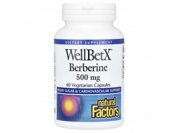 Берберін, 500 мг, WellBetX, Berberine, Natural Factors, 60 вегетаріанських капсул