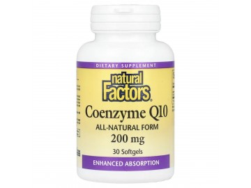 Коензим Q10, 200 мг, Coenzyme Q10, Natural Factors, 30 гелевих капсул